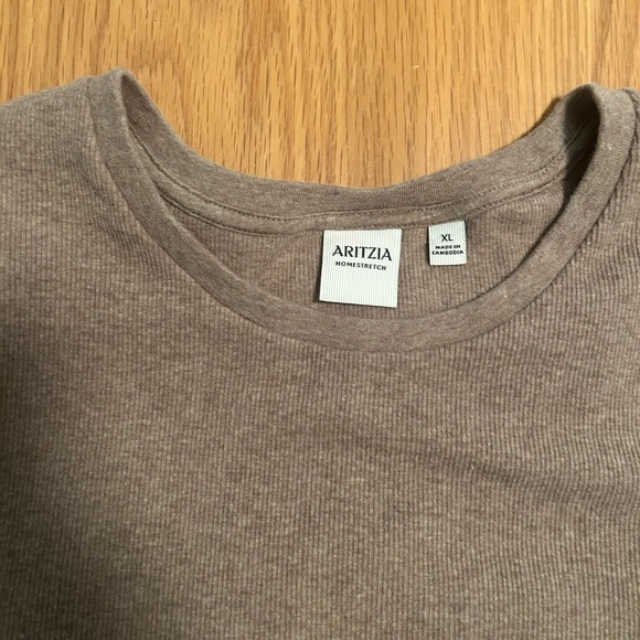 Aritzia HomeStretch Rib Solo Longsleeve Shirt Color Heather Nomad Taupe Size XL - Picture 4 of 7